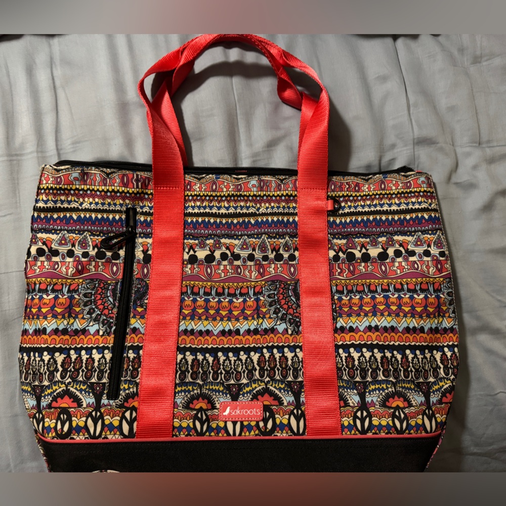 Sakroots Blue and Red Geometric Patterned Bag